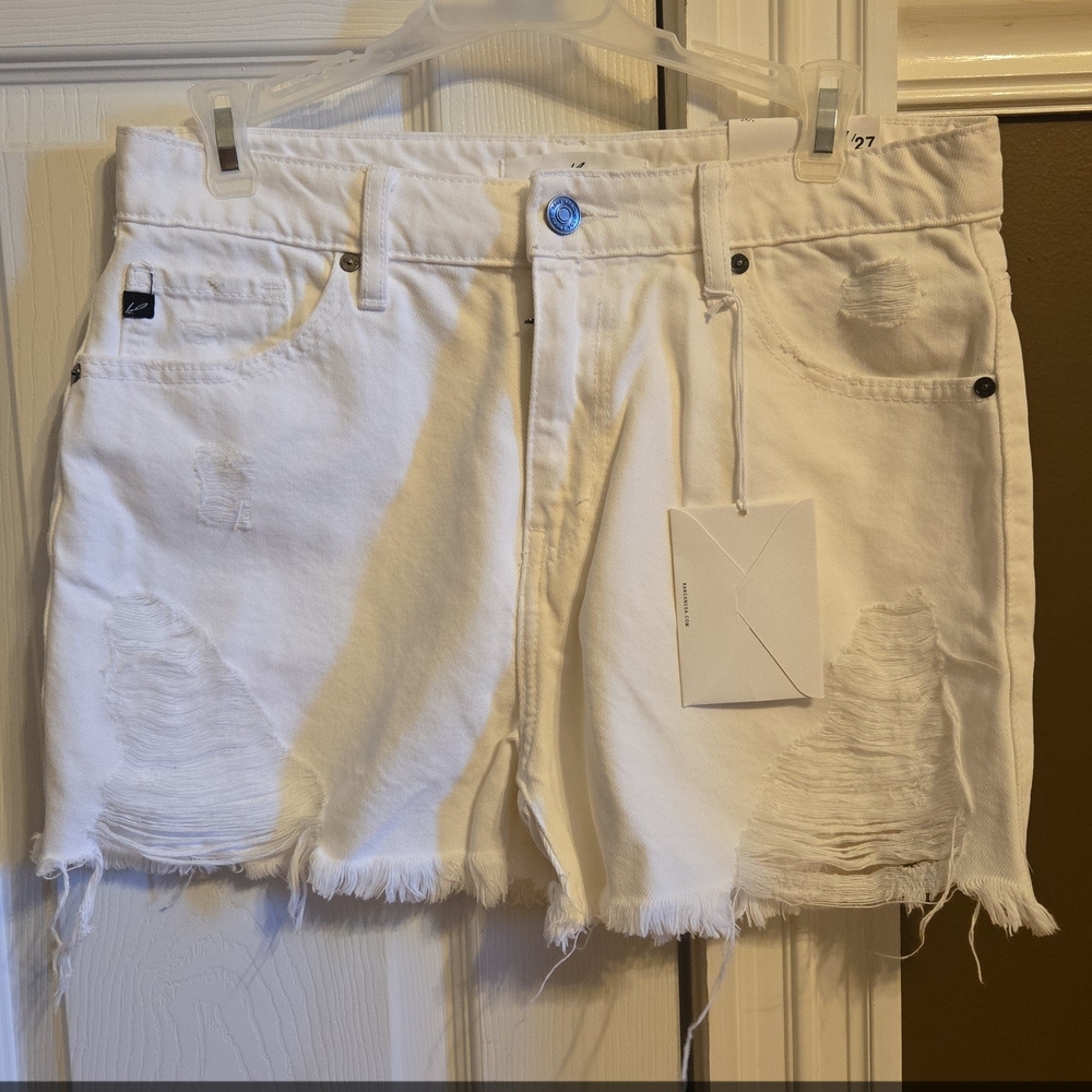KanCan White Distressed Denim Shorts